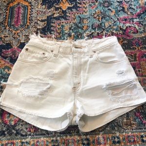 Levi’s Distressed Denim White Light Jean Shorts